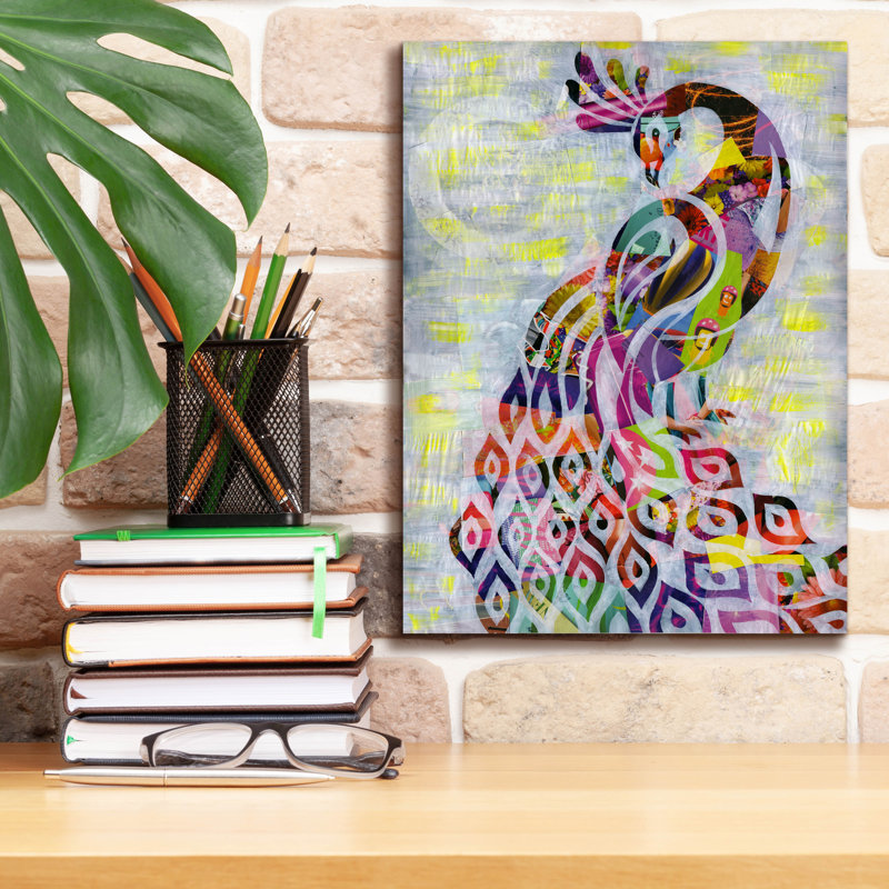 «Peacock» par Artpoptart, art mural sur toile, H 16 po x l 12 po x P 0,75 po