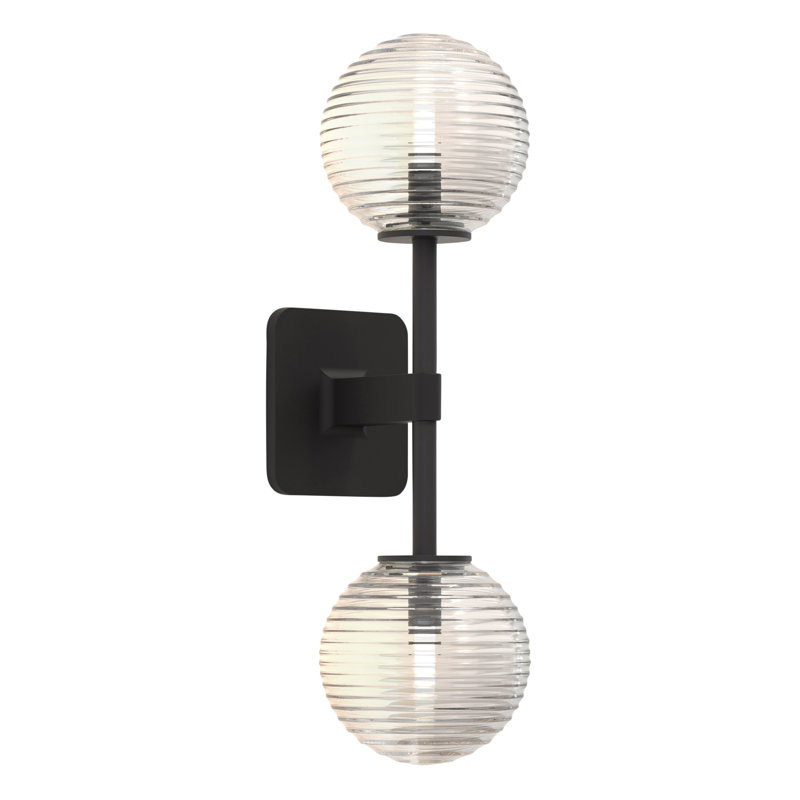 Tacoma 2 - Light Armed Sconce, Matte Black, Clear