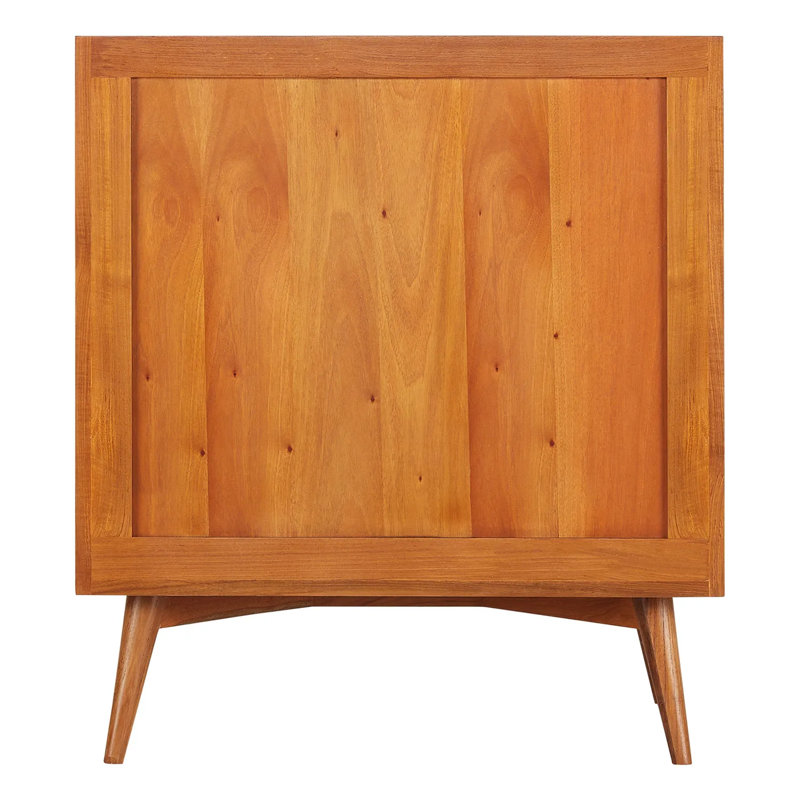 Natural Teak Single Bathroom Vanity with Brass Handles