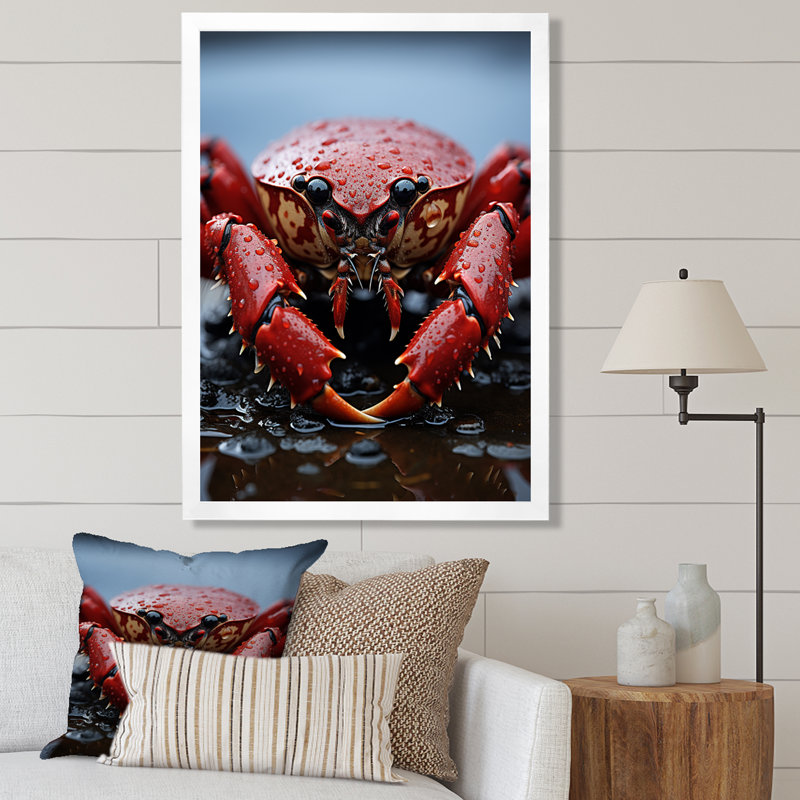 Corail gris homard Portrait vibrant - impression, H 32 po x l 24 po x P 1 po, Cadre photo blanc