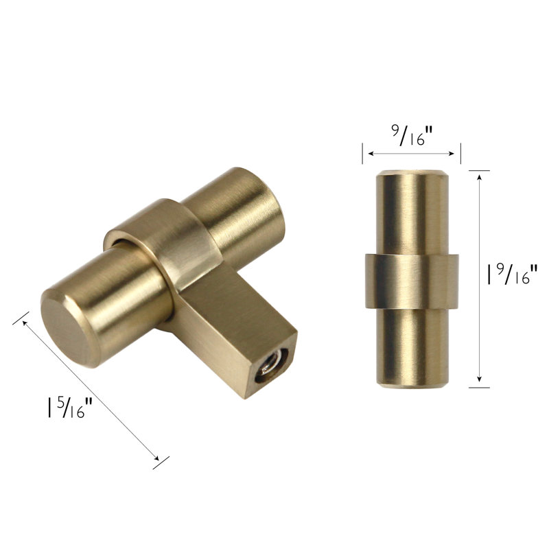 Emery Satin Gold Steel Cylindrical Cabinet Knob Set