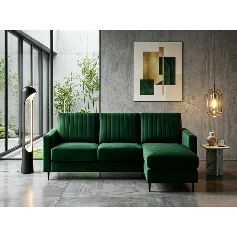 Bondfield 4 Seater Velvet Fabric Sofa, Hunter Green
