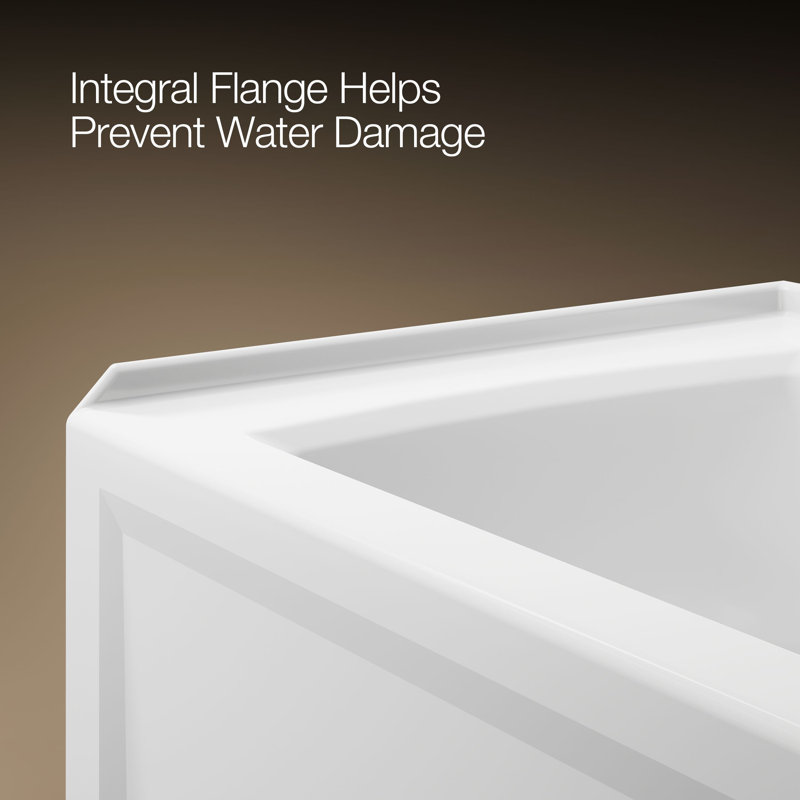Archer® Alcove Bath with Bask Heated Surface, Integral Apron, Tile Flange, White, Right
