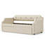 Lit de jour rembourré avec couchette, support à lattes de bois, canapé-lit à structure rembourrée, simple, beige-1032907715
