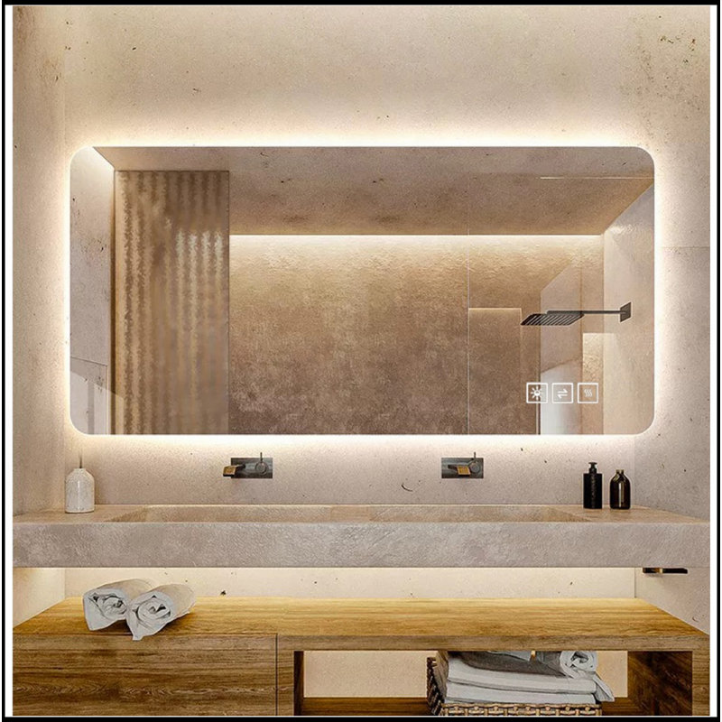 Wall Mounted LED Lighting Mirror/Bathroom Mirror/Full-Length Mirror/Makeup Mirror, Three Lighting+Dimming+IP44 Waterproof+Anti Fog+Touch Switch 24 × 48 Inches
