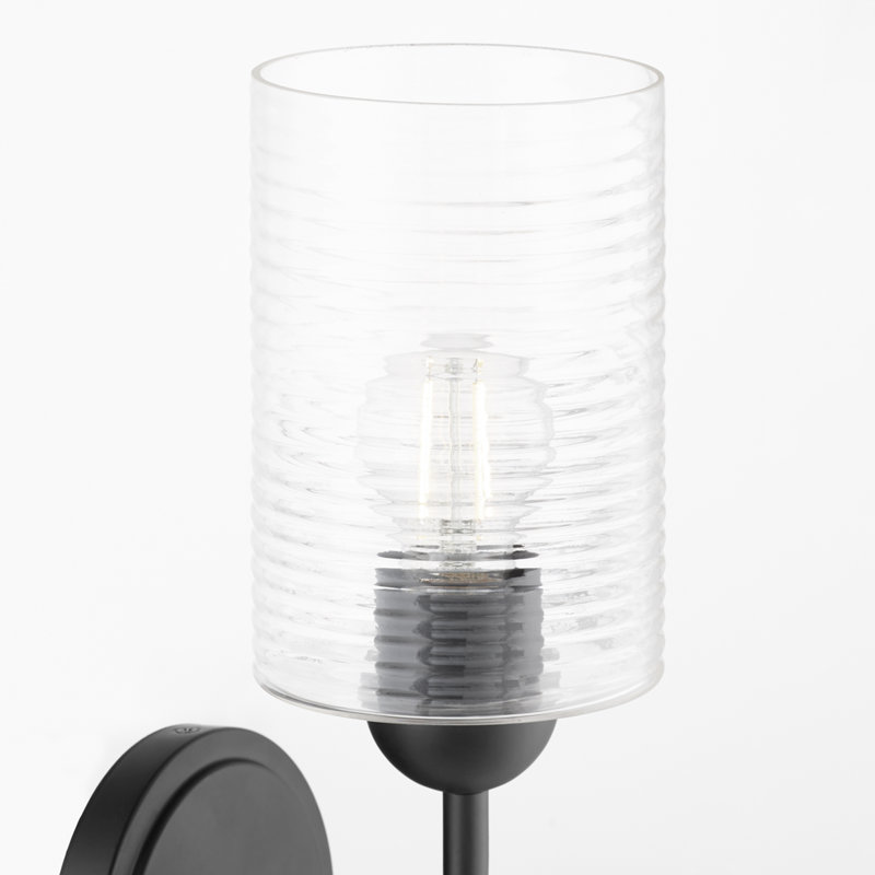 CHARLOTTE 1 Light Glass Wall Mount, Matte Black