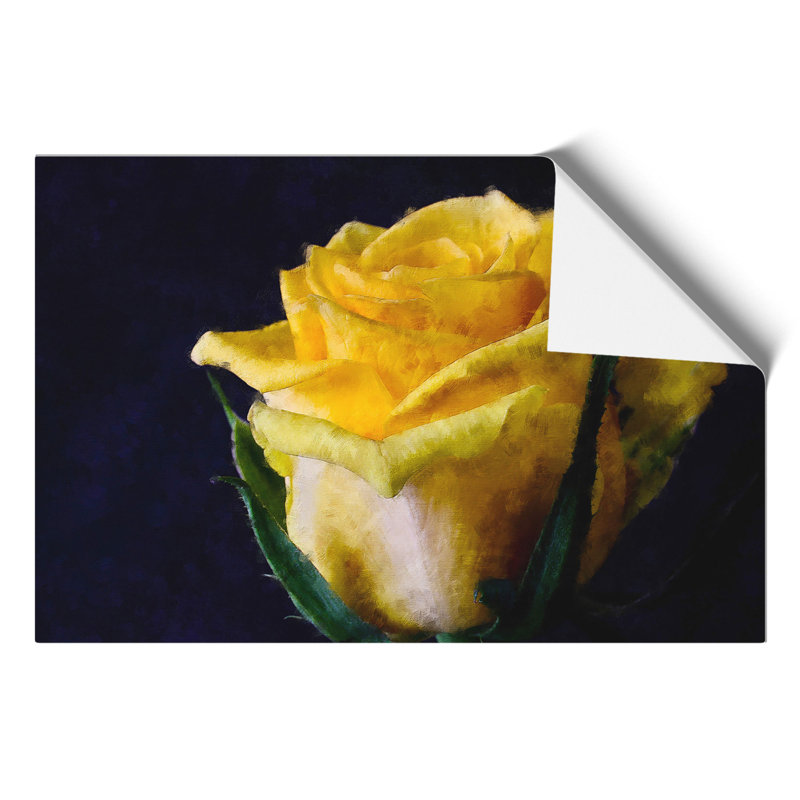 Yellow Rose Flower Painting - Frameless Print, 42cm H x 59cm W x 0.1cm D