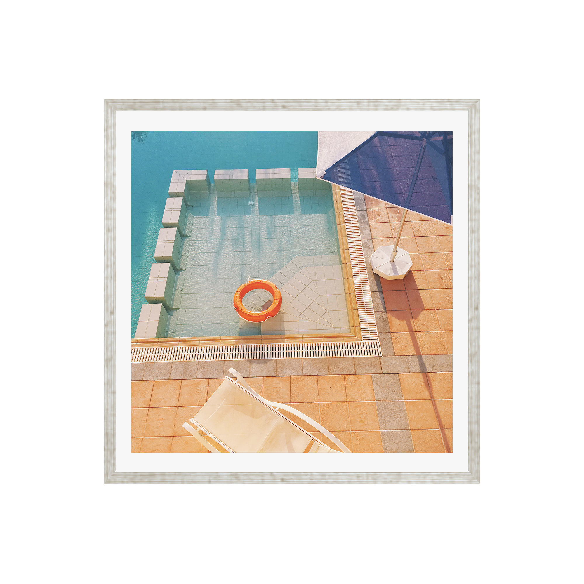 Cassia Beck Swimming Pool by Cassia Beck, 12" H x 12" W  , No, Silver Single Framed