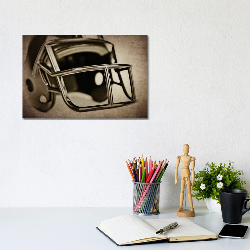 Black Helmet - Wrapped Canvas Print, 20.32cm H x 30.48cm W x 1.91cm D