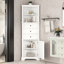 Armoire de salle de bain triangulaire haute avec tiroirs et tablettes réglables-1671123410