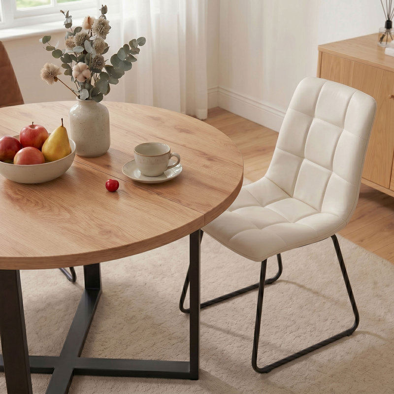 Ensemble de table de salle à manger 5 pièces avec 4 chaises, ensemble de table de salle à manger avec base en métal, Brown