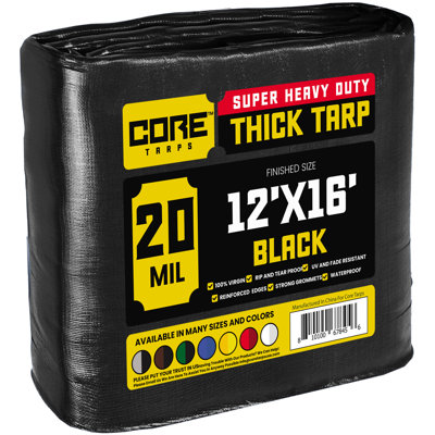 Black 20 Mil Heavy Duty Polyethylene Tarp, Waterproof, UV Resistant