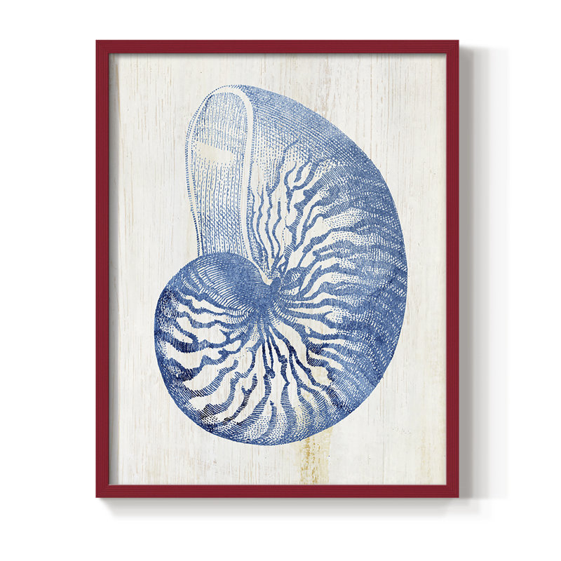 Shell IV Framed Print - Solid Wood, 30" H x 24" W, Red