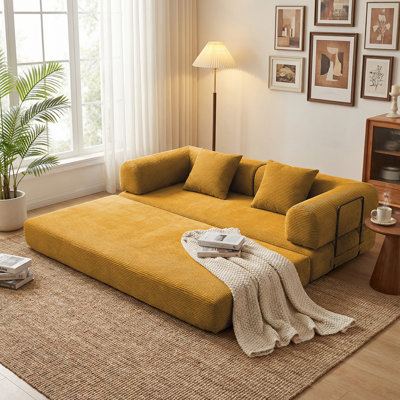 Canapé futon 2-en-1 pliable avec coussins amovibles