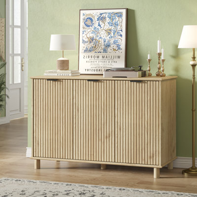 47.8" Sideboard Buffet Cabinet with Fluted Doors, Storage Cabinet with Adjustable Shelves