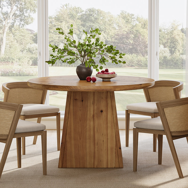 39" Solid Wood Round Pedestal Dining Table