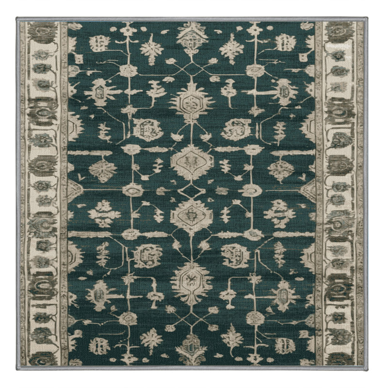 Machine Washable Overdyed Green Area Rug, Square 6'