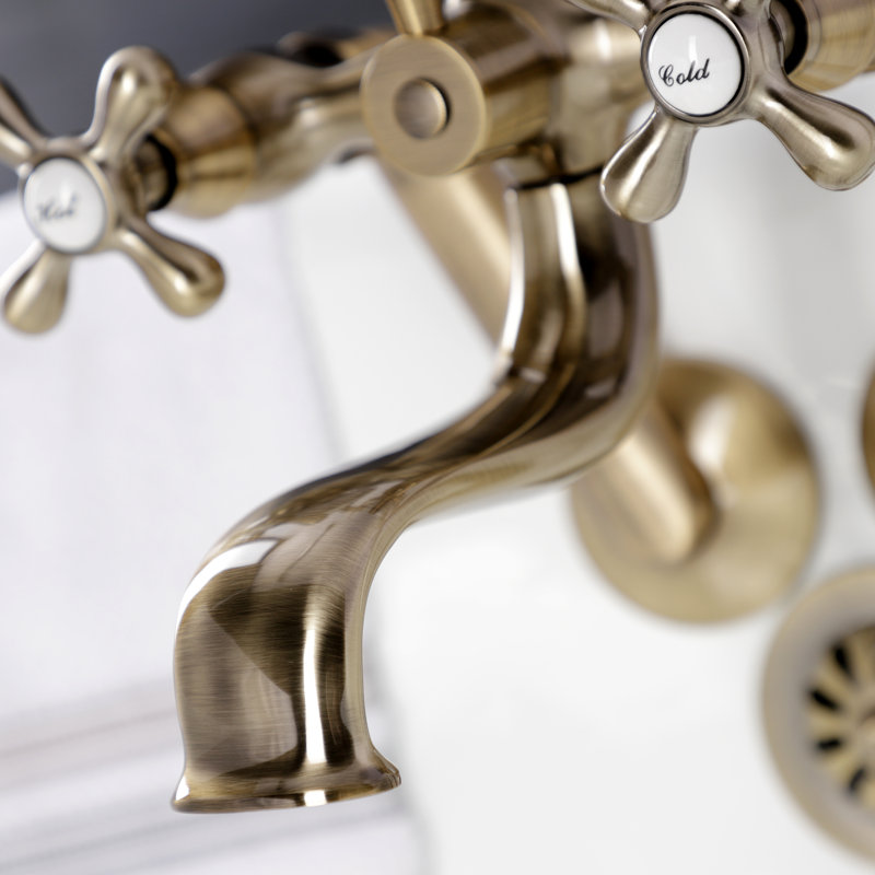 Antique Brass Wall Mount Clawfoot Tub Faucet with Hand Shower