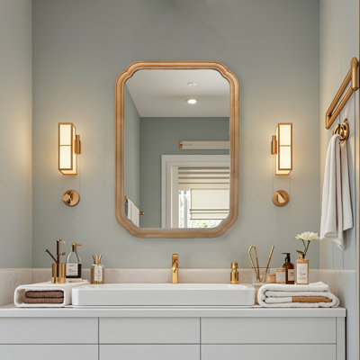 Miroir fonctionnel 29,72 po x 19,69 po avec armoire - Armoire murale de salle de bain avec cadre en bois, tablettes réglables, solution de rangement murale