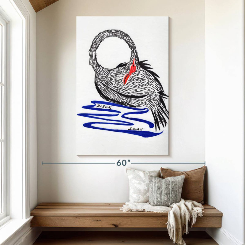Brampt Wild Black Swan, 51" H x 34" W
