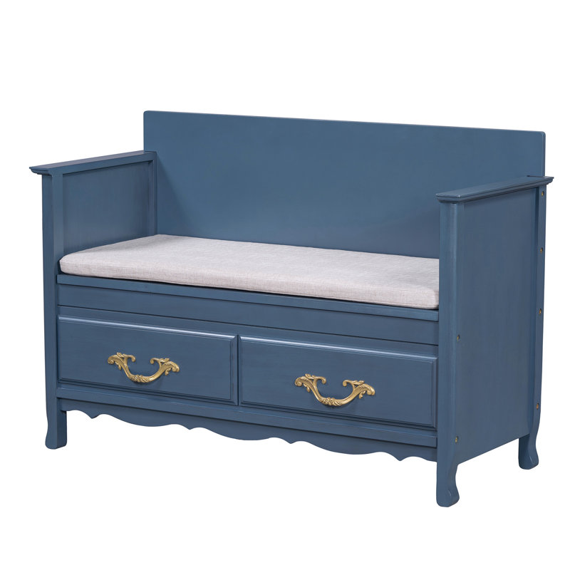 Banc à chaussures avec coussin amovible, banc d'entrée avec rangement caché pour l'entrée et le salon, banc de rangement à chaussures avec dossier (turquoise antique)