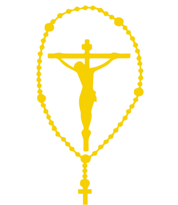 Décalcomanie murale crucifix rosary, H 30 po x l 15 po x P 0,01 po, Jaune clair