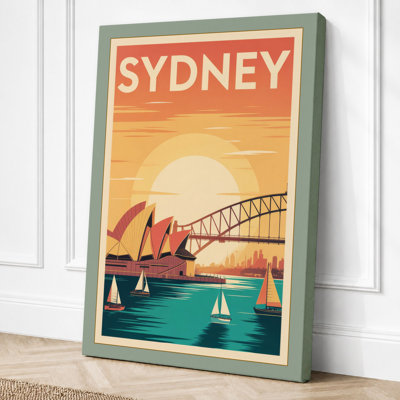 Postcard from Sydney Vintage 1 Piece Wrapped Canvas Wall Art