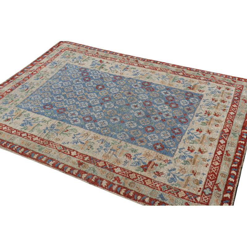 Rug & Kilim’S Classic Rug In Blue With Colorful Floral Patterns, Rectangle 9' x 12'