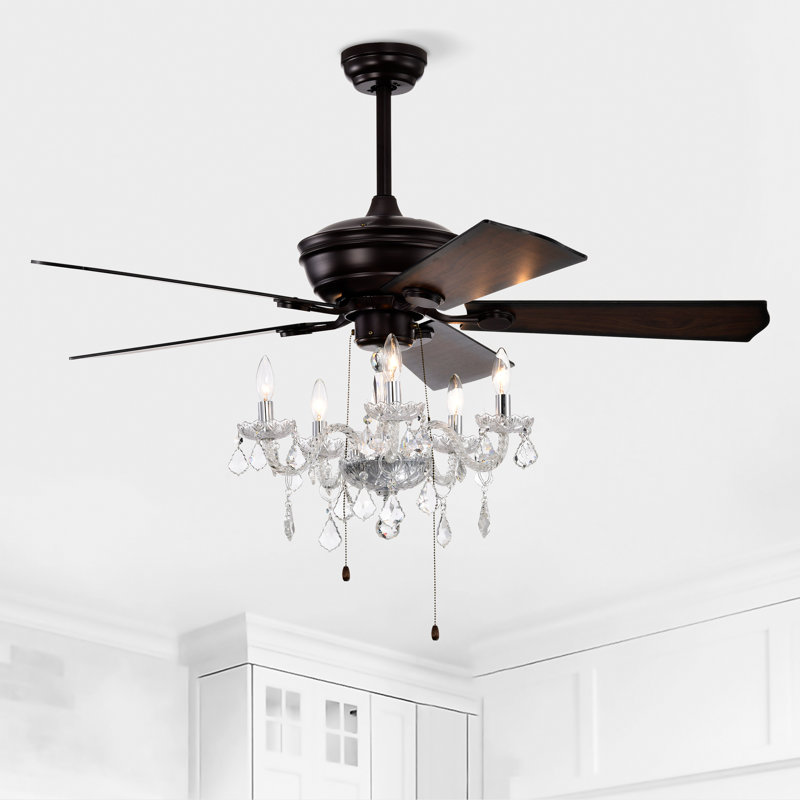 Ventilateur de plafond en cristal Clayton avec lumières et télécommande (ampoule non incluse)