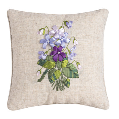 Pendergrass Wildflower Hand Crafted Ribbon Art Throw Pillow