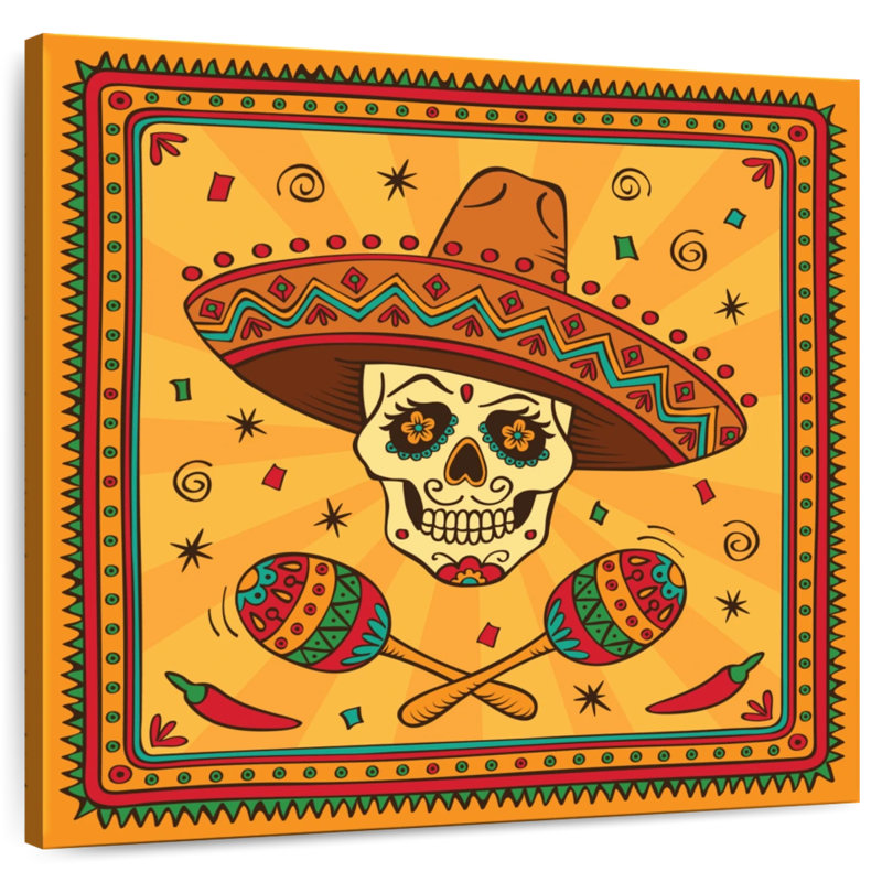 Lelend Mexican Festive Skull, 39" H x 39" W