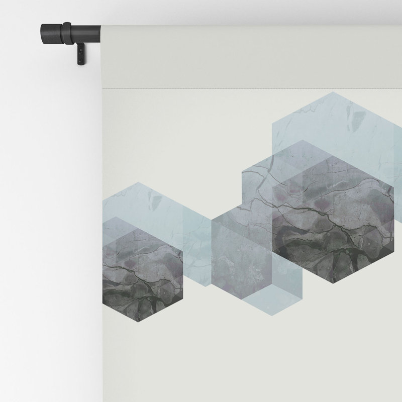 Emanuela Carratoni Neutral Marble Geometry 1pc Blackout Window Curtain Panel, 50" W x 96" L