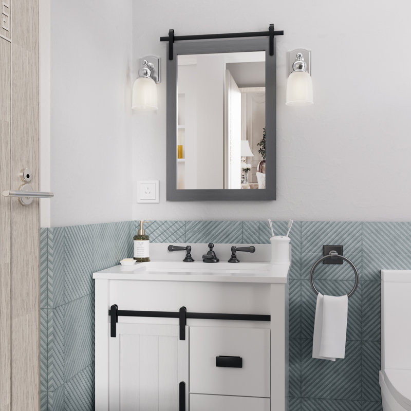Miroir de salle de bain Keira-Mai, Verticale 36 po x 24 po, Gris
