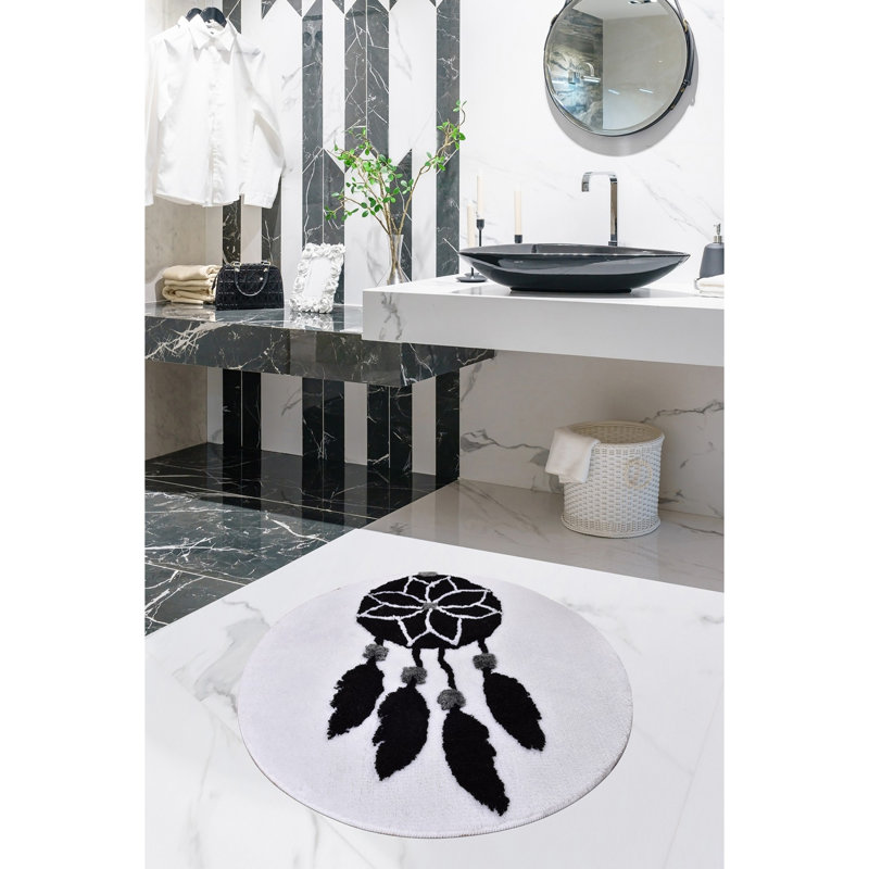Tapis de bain Whitley, Noir / gris / blanc