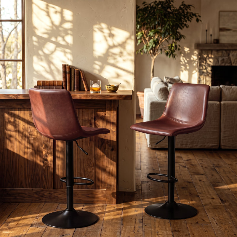 Ensemble de 2 tabourets de bar pivotants Halima Rockel, Marron foncé, 2 