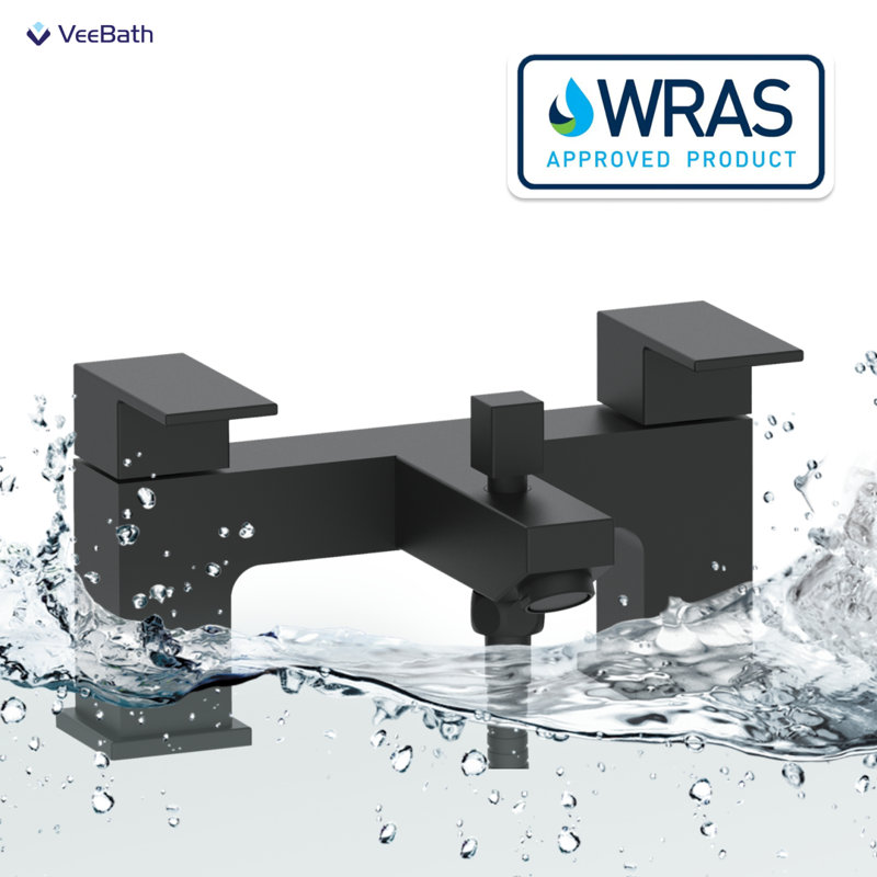 VeeBath Munro Bath Shower Mixer Tap with Kit, Matte Black