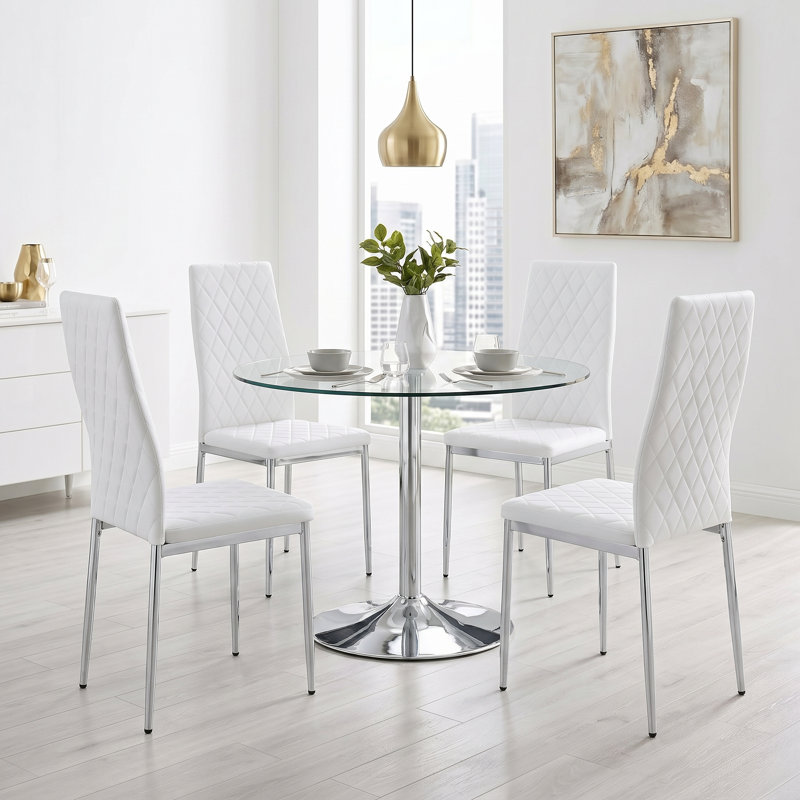 Ensemble de chaises parsons rembourrées Modern Diamond, Blanc, 4