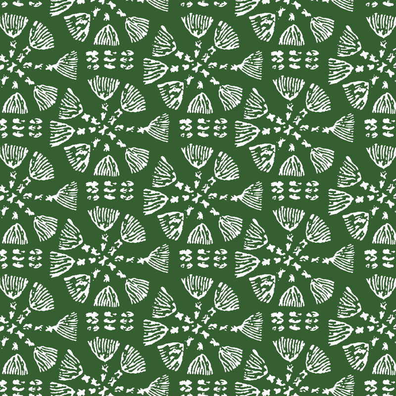 Shona Bed, Twin, Jr Pratham Green Geometric Linen