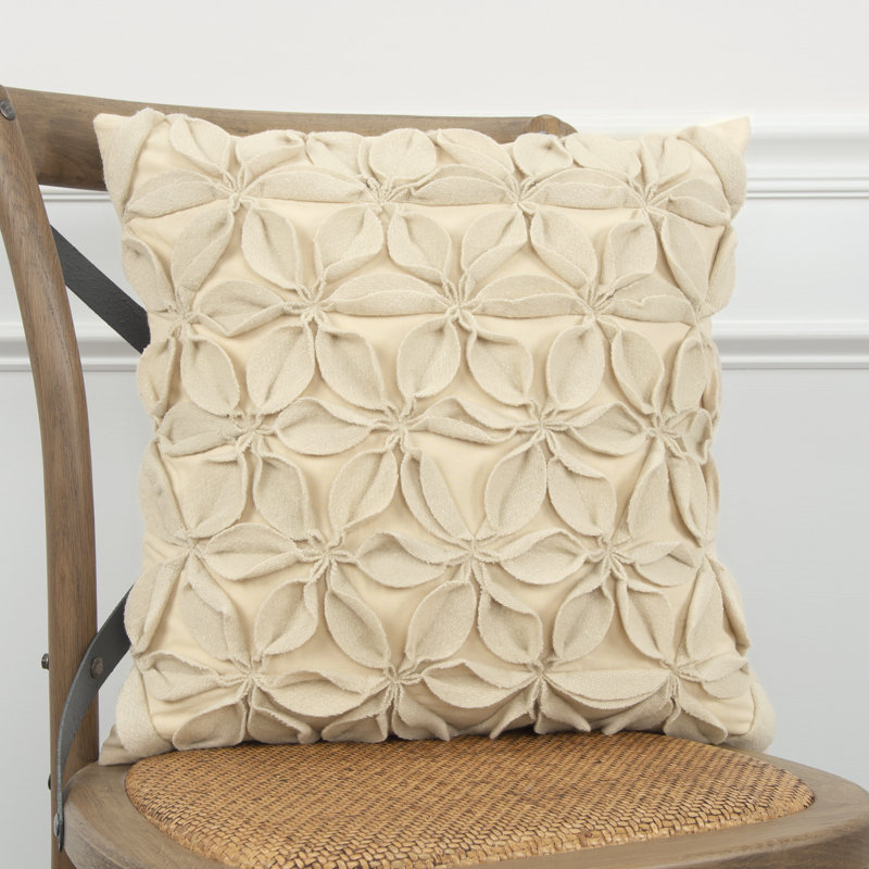 Square Cotton Pillow Cover & Insert, Cream