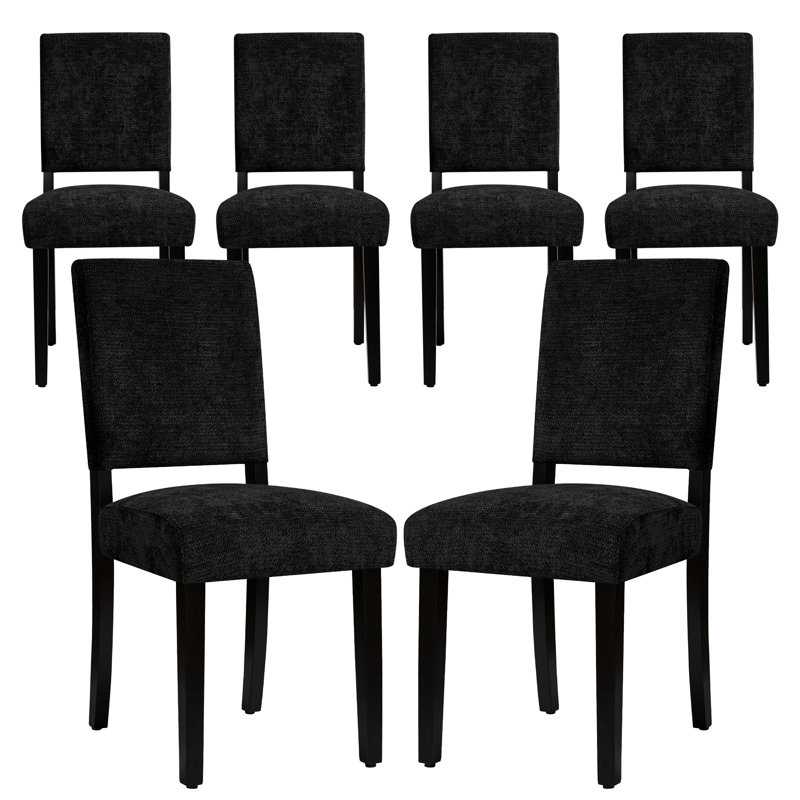 Chaise de salle à manger rembourrée Modern, 6, Black