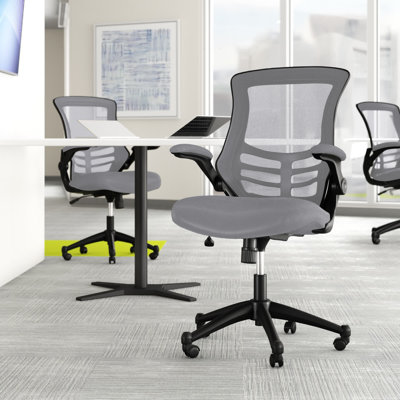 Chaise de bureau ergonomique pivotante à dossier mi-haut en filet avec accoudoirs rabattables Jayetta