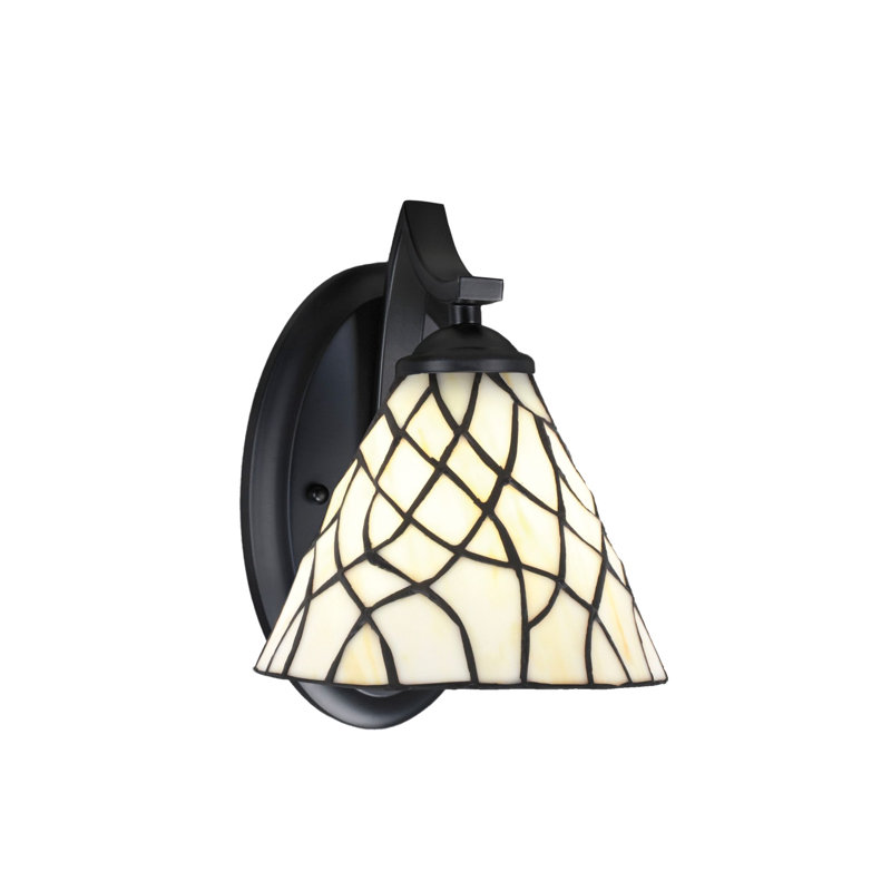 Alissha Wall Sconce Shown In Matte Black Finish With 7" SandHill Art Glass