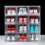 Boîtes de rangement pour chaussures en plastique transparent, conception à devant rabattable pliable empilable avec couvercles, rangement pour chaussures peu encombrant