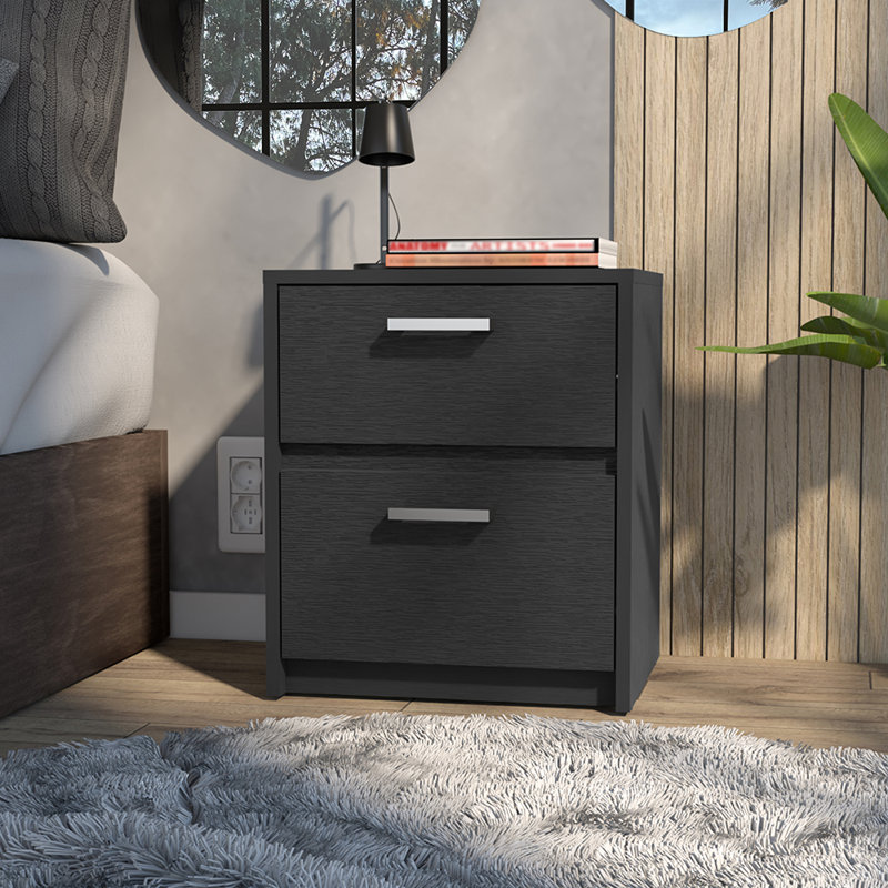 Nightstand Chequered, Two Drawers, Width X 18,9