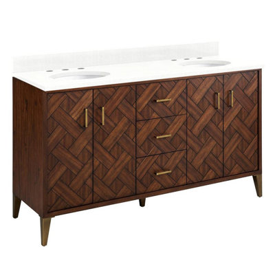Patzi 60" Free Standing Double Basin Vanity Set with Cabinet and Vanity Top - Oval Undermount Sinks