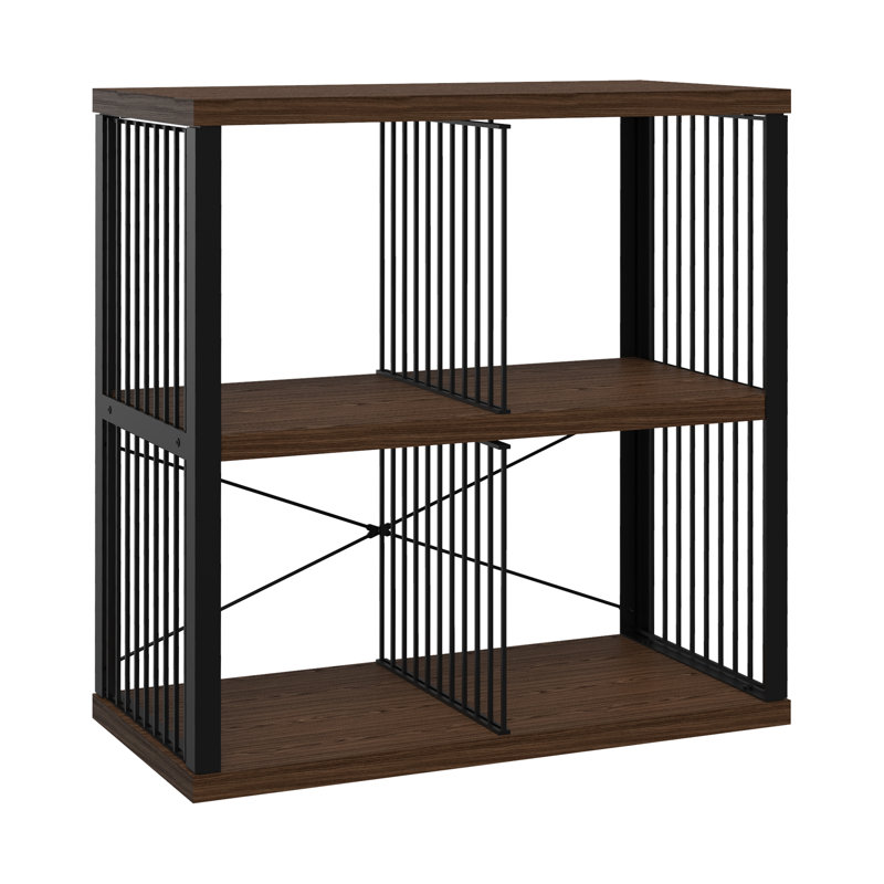 30.55" H x 30.2" W Steel Frame 4-Cube Bookcase, Apple Walnut