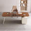 Bureau rectangulaire à 3 tiroirs en bois manufacturé brun noyer + cristal crème-690305337-690305336