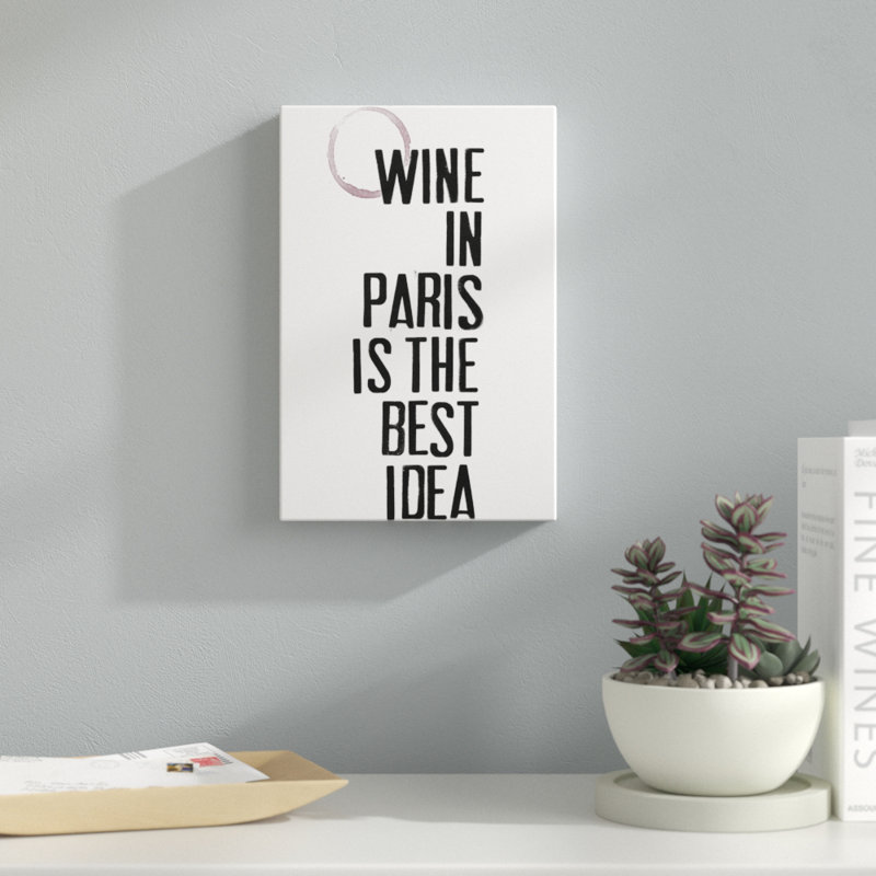 'Drinks in Paris II' by Deborah Velasquez - Typography Print, 30cm H x 20cm W, Wrapped Canvas