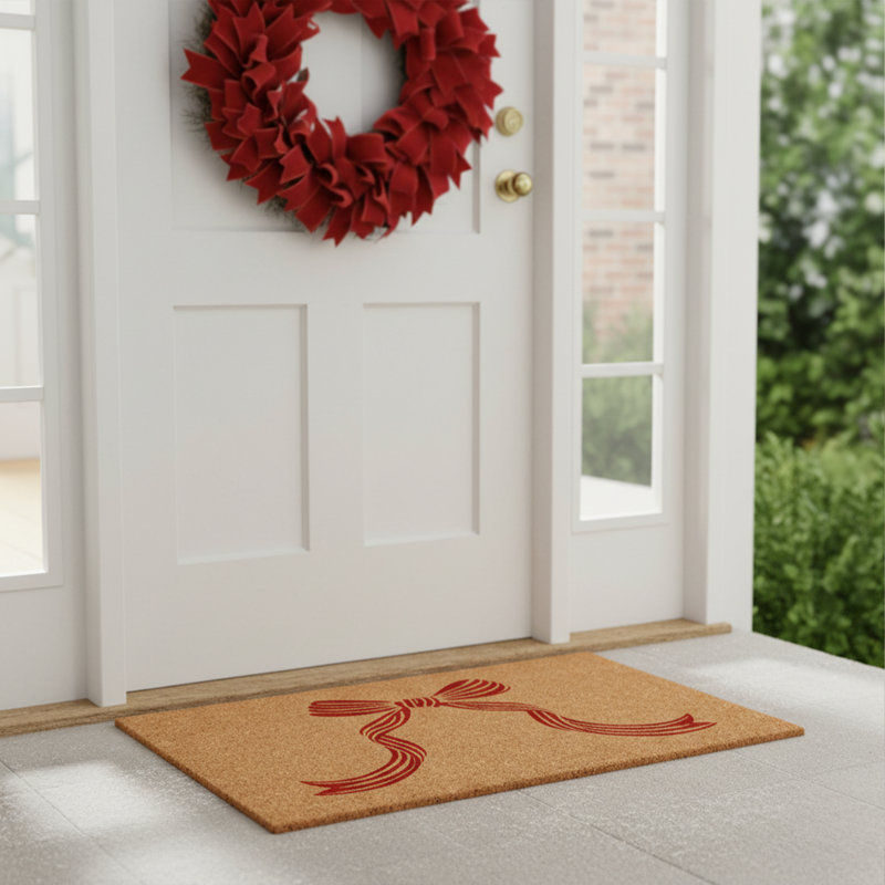 Red Scarlet Bow Doormat, 17" x 29", 17"x29"