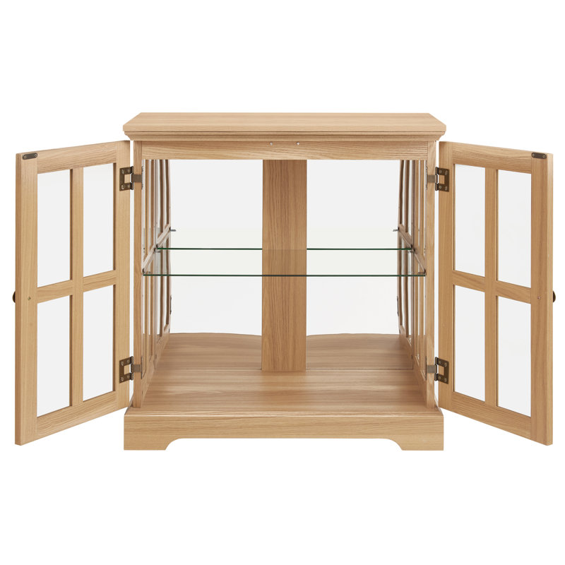 Vintage Led Cabinet With Adjustable Shelves And Antique Finish Elegant Oak Glass For Dining Room